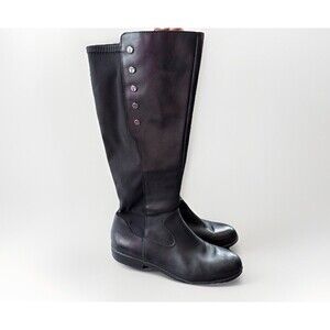 Tahari Brady Black Leather Riding Boots Size 8 Zip